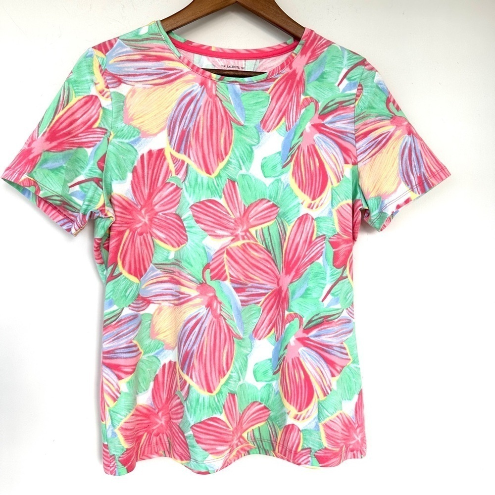 Talbots t-shirt with crew neckline and short sleeves, stretch cotton knit